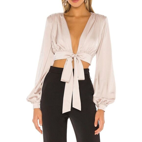 Revolve NBD Satin Imogen Top In Champaigne Size S - Picture 1 of 5